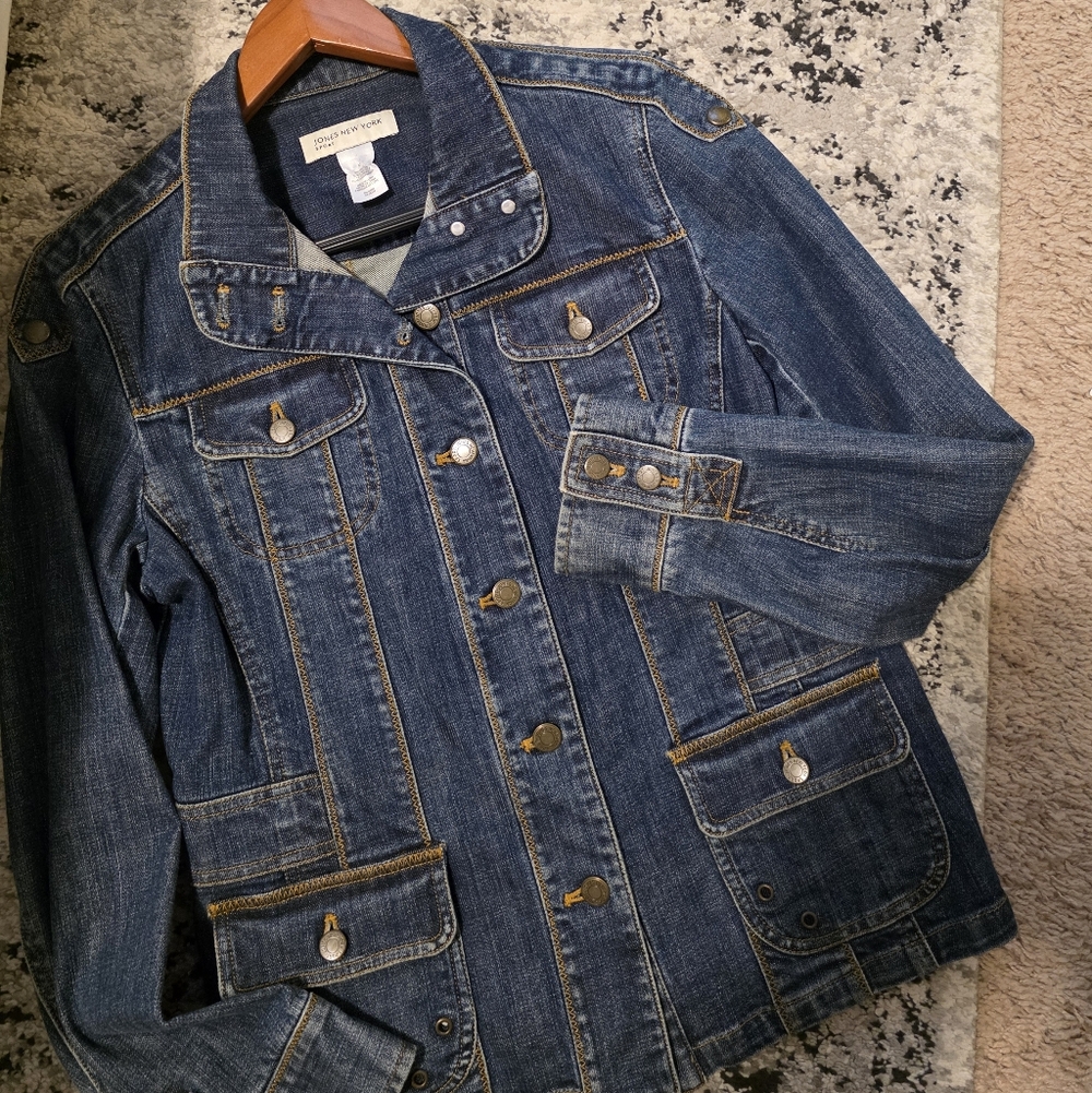 Vintage Jones New York Denim Jacket Y2k 90s Barn Jacket Western Boho Womens M
